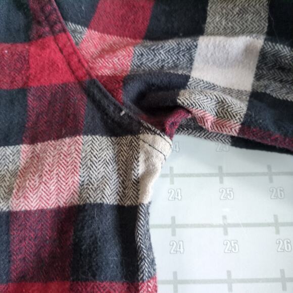 JACHS Crop Flannel Shirt Mens L Red Plaid Button Down Grunge Retro Y2K - Picture 6 of 7